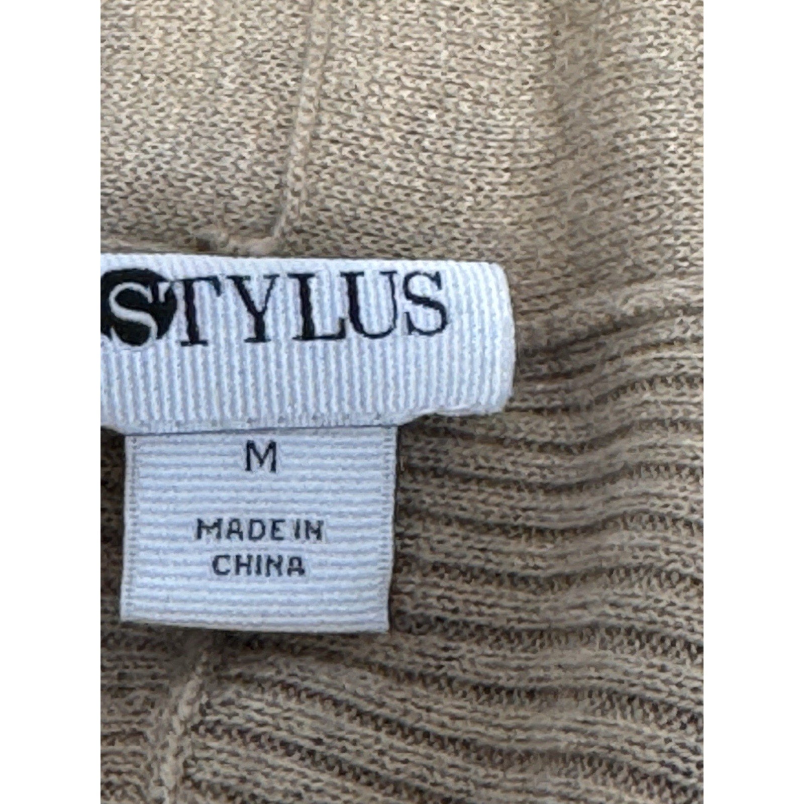 Stylus Tan Cotton Wool Blend Cardigan Sweater Open Front Women’s Size Medium