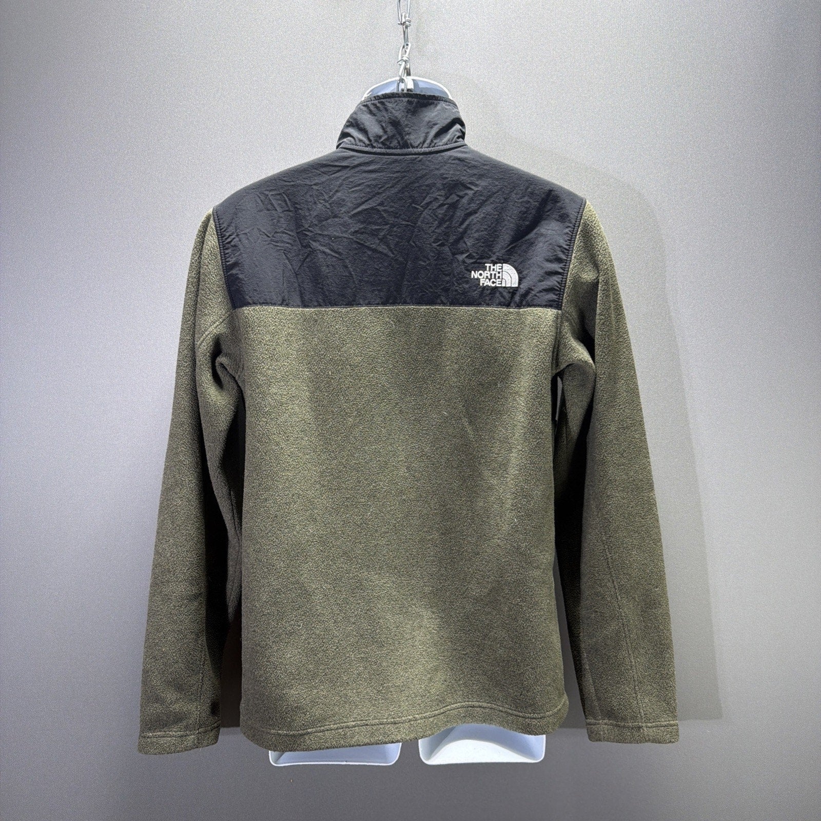 North Face Denali Fleece 1/4 Zip Pullover Men's S Olive Green Black Sweatshirt