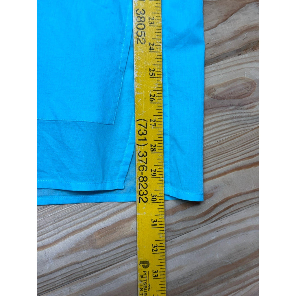 CHICOS Lightweight Sheer Tunic 1/2 Button Front Pockets Blue Women’s Size 1/Med