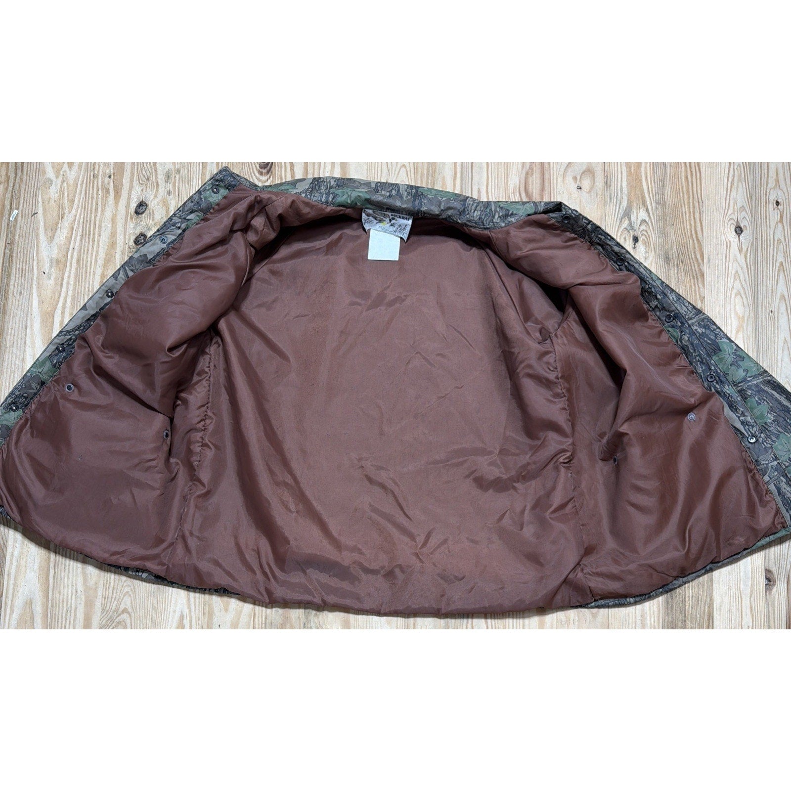 Vintage Duck Bay Snap Up Camo Rebark PVC Hunting Lined Jacket in Size Medium