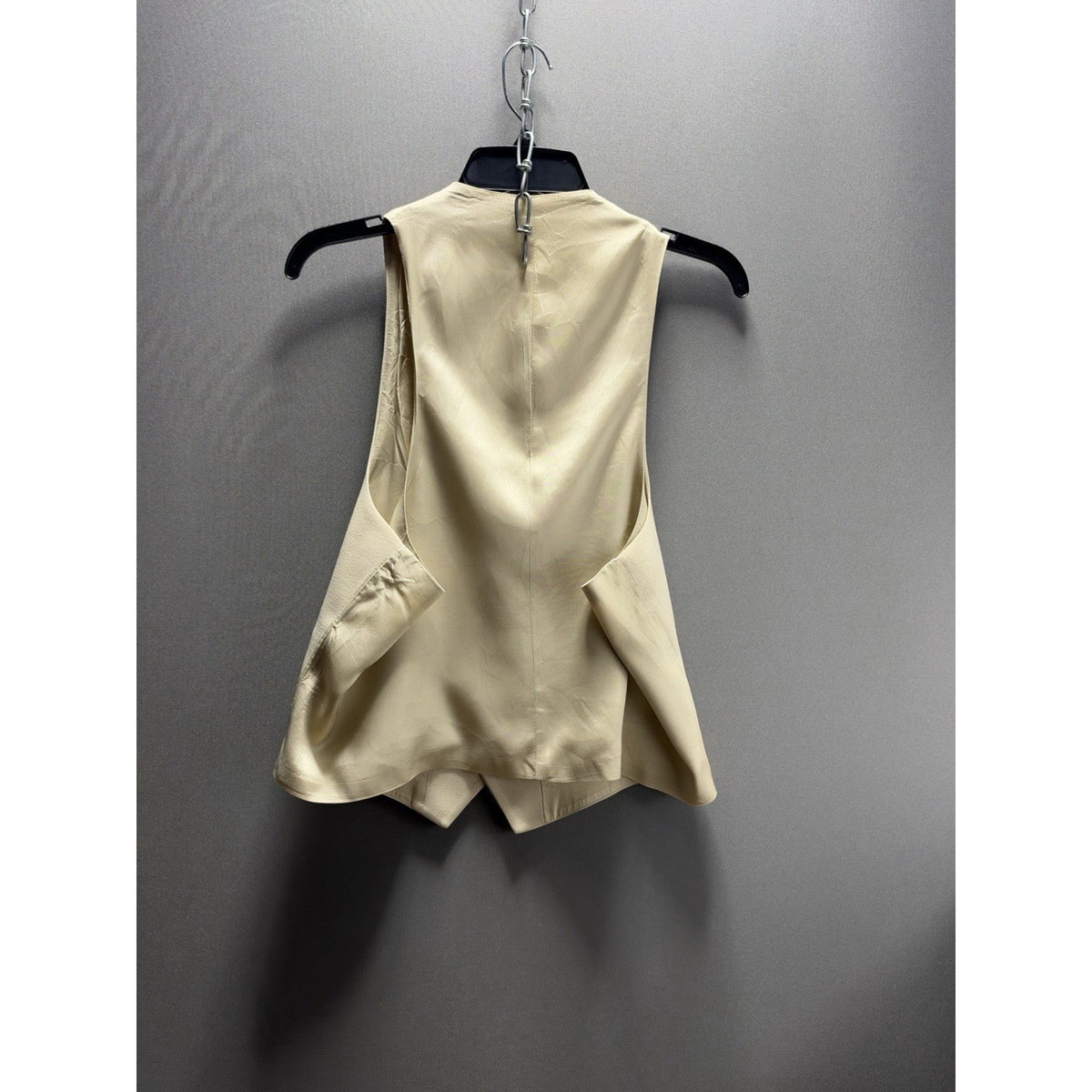 Ivory Cream Tailored Suit Vest Waistcoat 5 Button Satin Back Formal Wedding VTG
