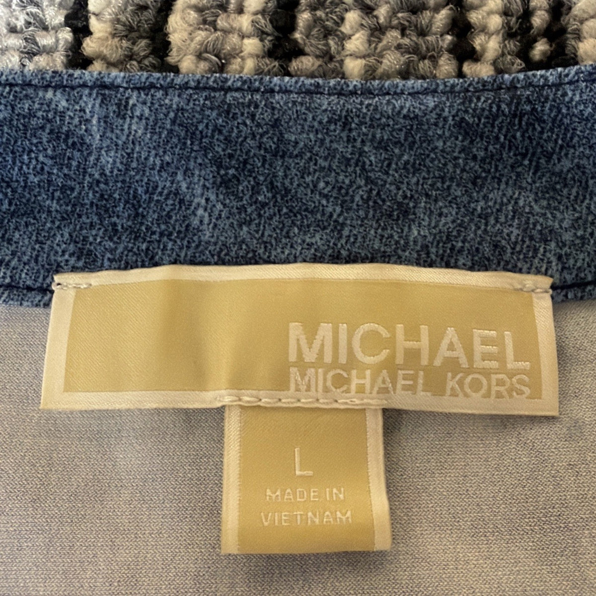 Michael Michael Kors Blue Acid Wash Grommet Keyhole Shift Dress Large Sleeveless