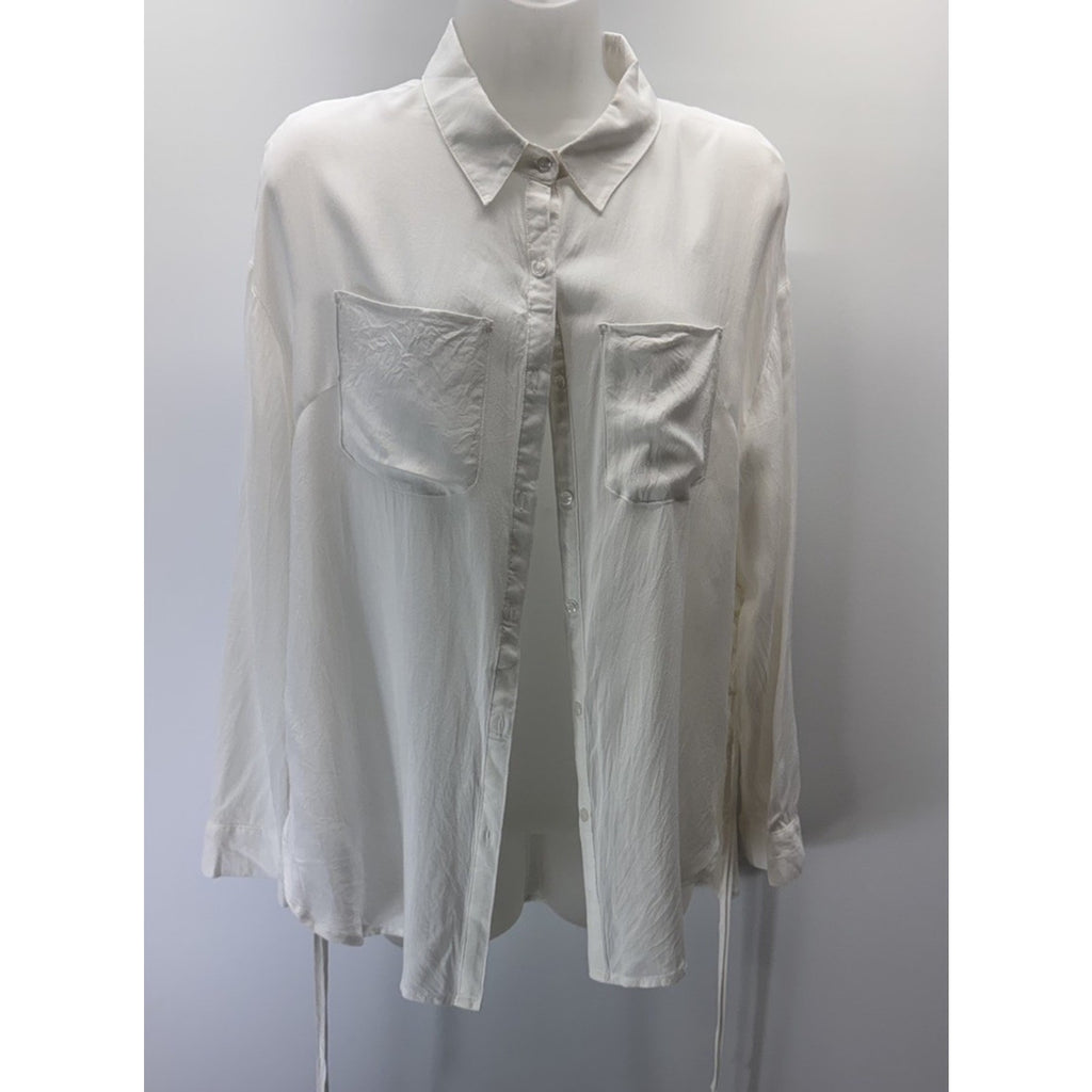 UMGEE USA White Side Laced Sz M Button Up Tunic Shirt