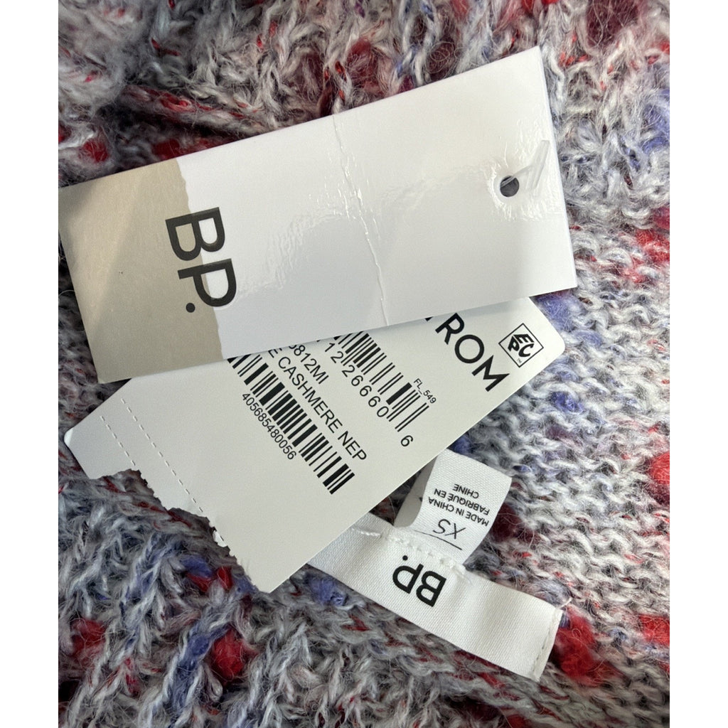 BP Slouchy Cowl Neck Oversized Crop Sweater Top Size XS Long Sleeve Multi NEW