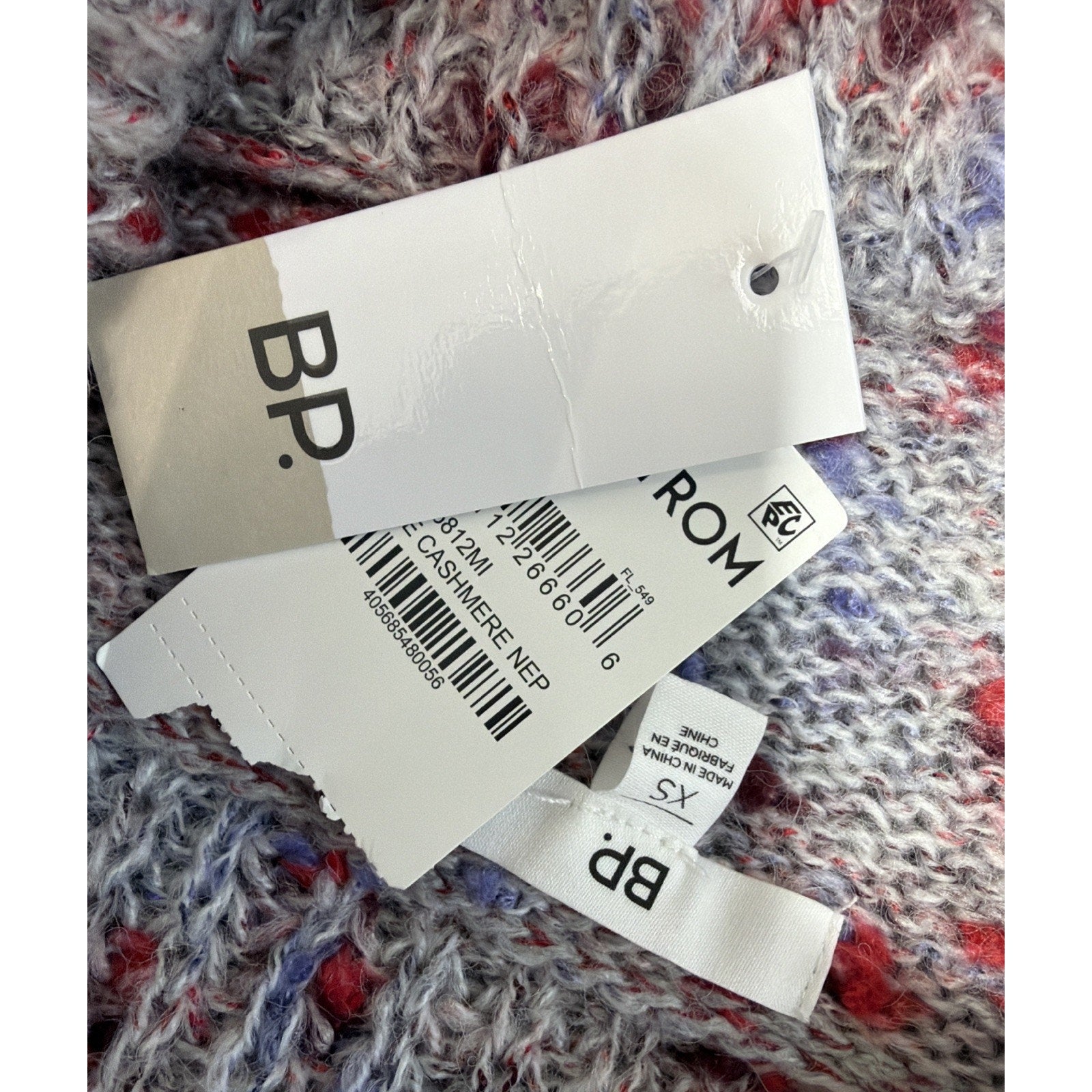 BP Slouchy Cowl Neck Oversized Crop Sweater Top Size XS Long Sleeve Multi NEW