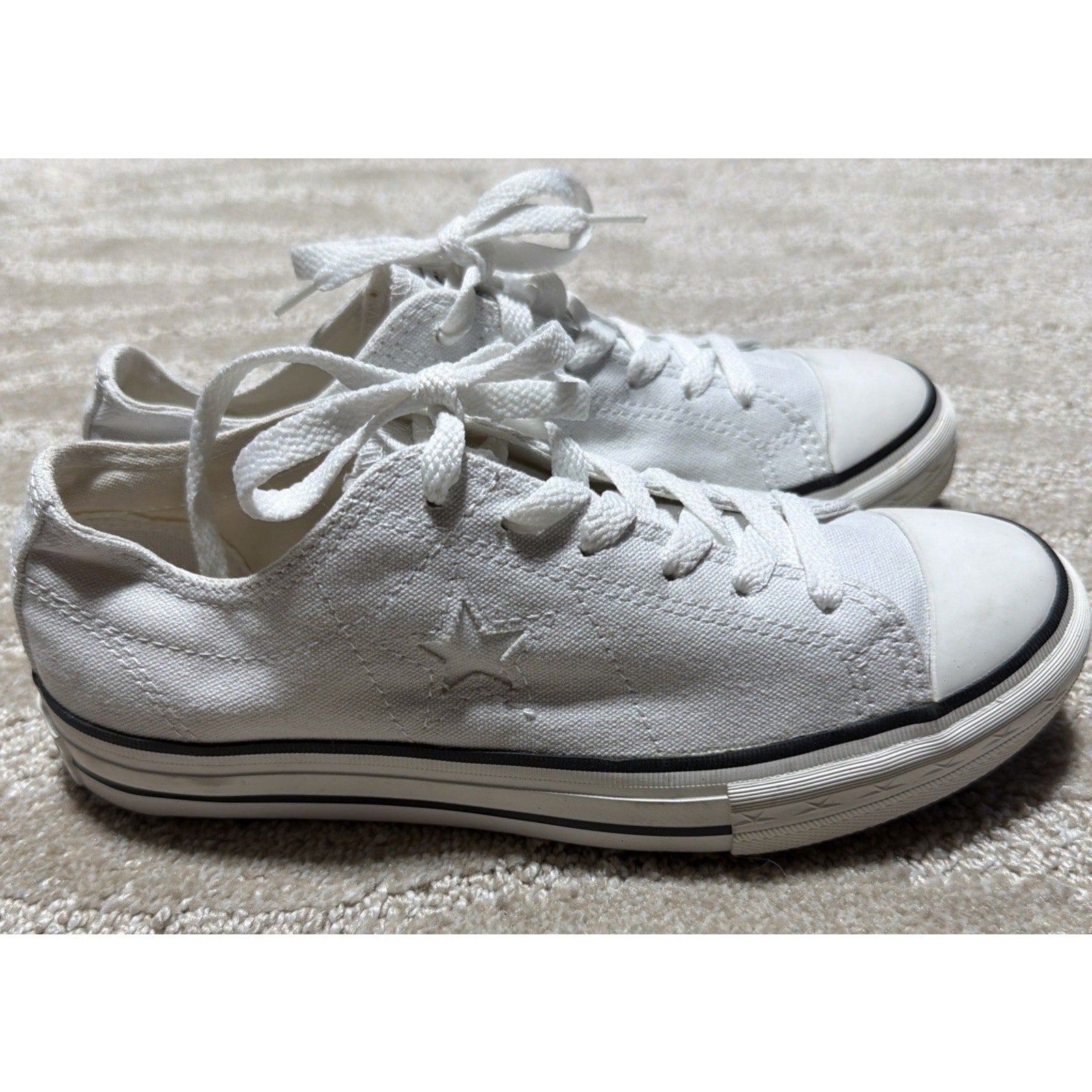 Converse Shoes Womens 6.5 One Star Cap Toe Comfort Sneakers White Canvas Lace Up