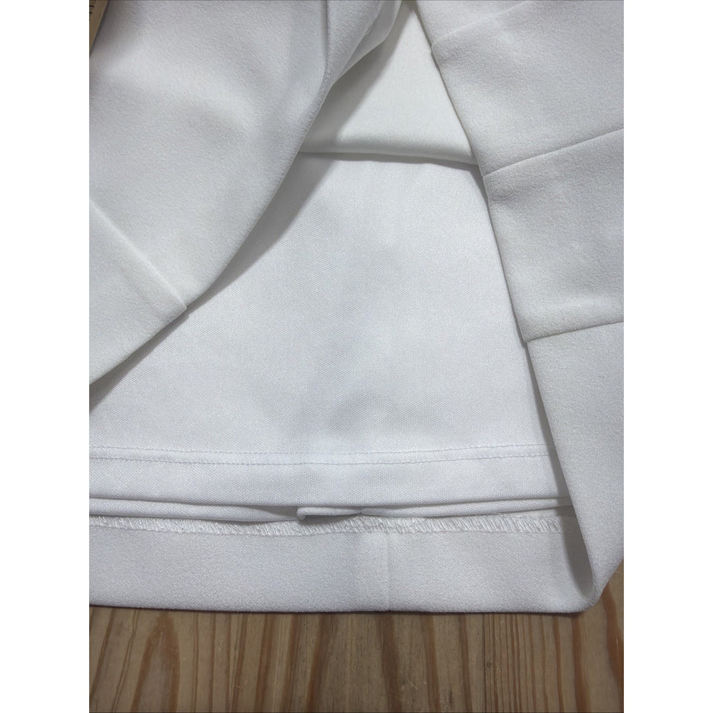 CALVIN KLEIN FLUTTER CHIFFON SLEEVE W/ BUTTONS SHEATH DRESS, WHITE, SIZE 6