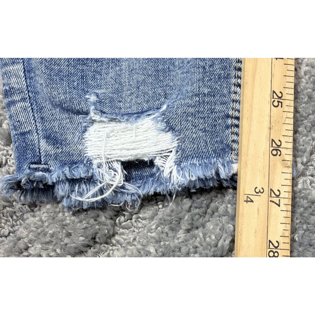 SILVER JEANS Suki Skinny Crop Destroyed Bitten Hem Mid Rise Stretch Jeans 27x26
