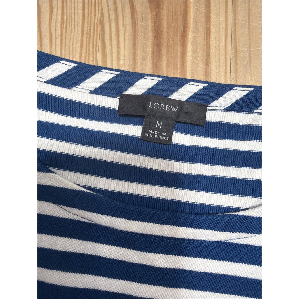 J.Crew Blue Knit Front Pocket Shift Dress In Stripe Size Medium