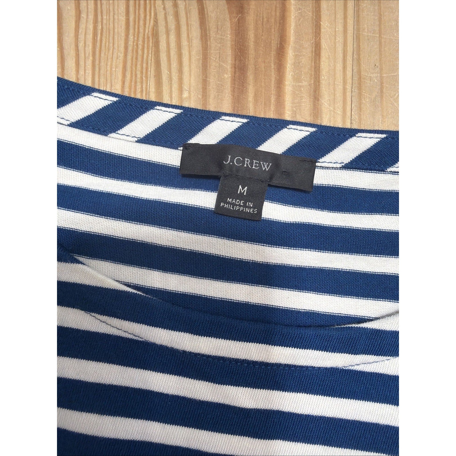 J.Crew Blue Knit Front Pocket Shift Dress In Stripe Size Medium