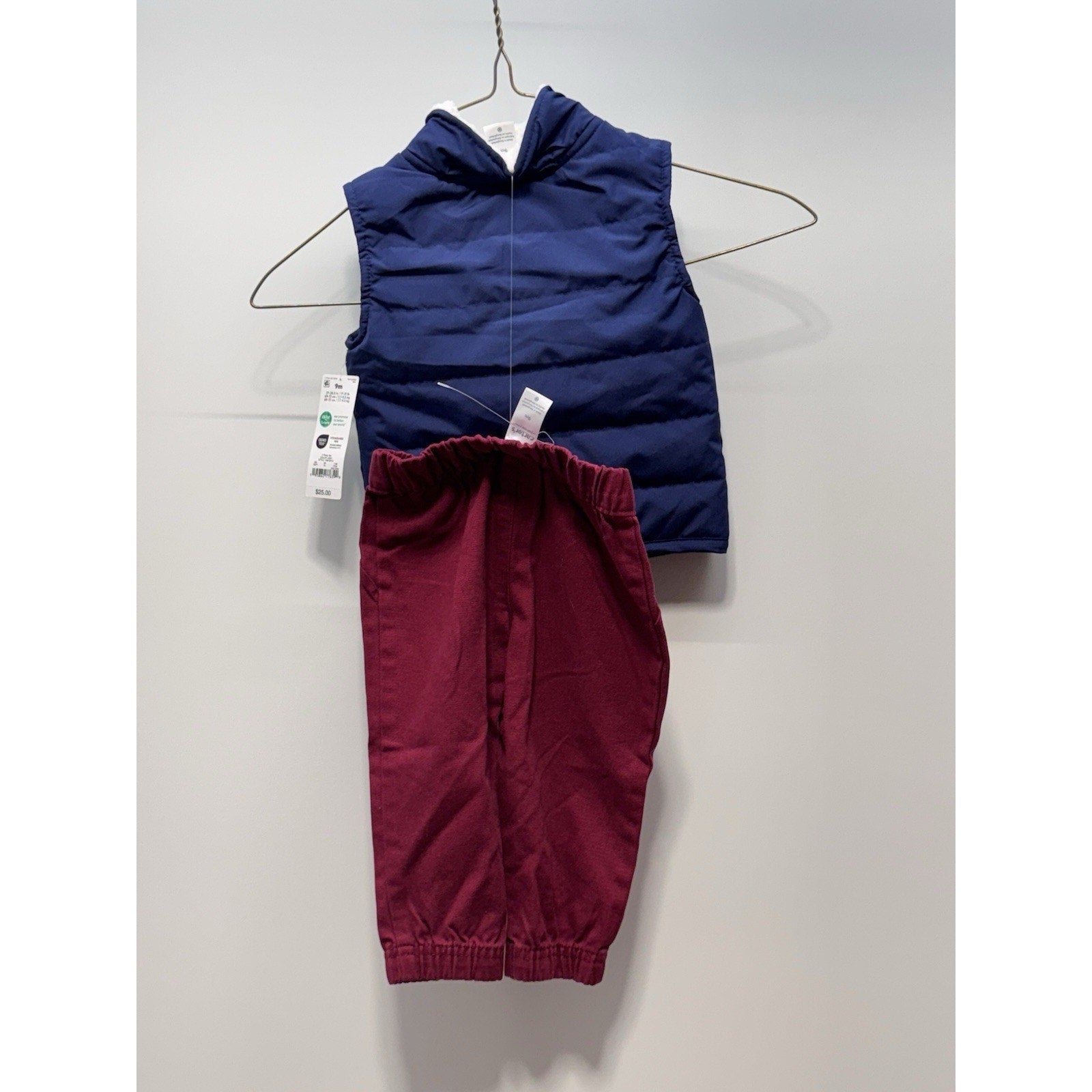 Carter's Baby Boy Blue Winter Puffy Vest Jacket With Jogger Pants Size 9 Months