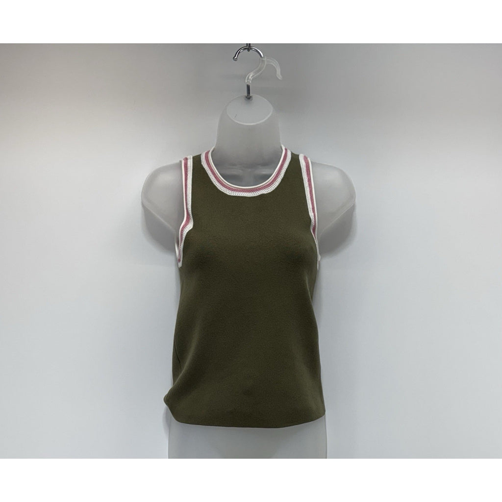 HABITUAL Crochet Trim Cotton Spandex Blend Sweater Tank Green Women’s Size M NWT