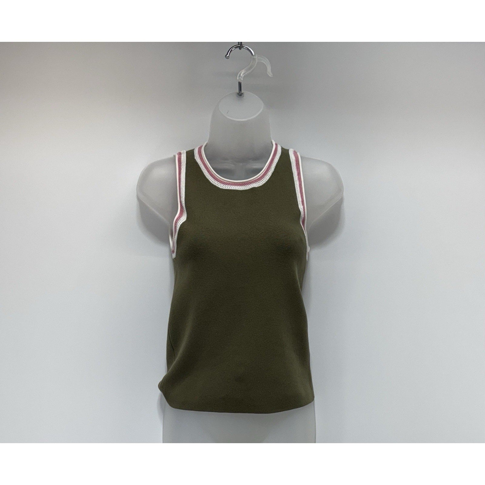 HABITUAL Crochet Trim Cotton Spandex Blend Sweater Tank Green Women’s Size M NWT
