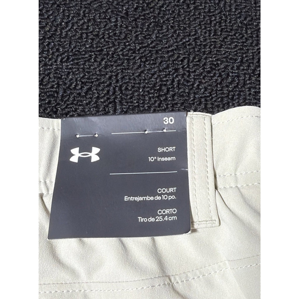 Under Armour Golf Shorts Mens 30 Biege UA Drive Performance 10" Inseam 1364409