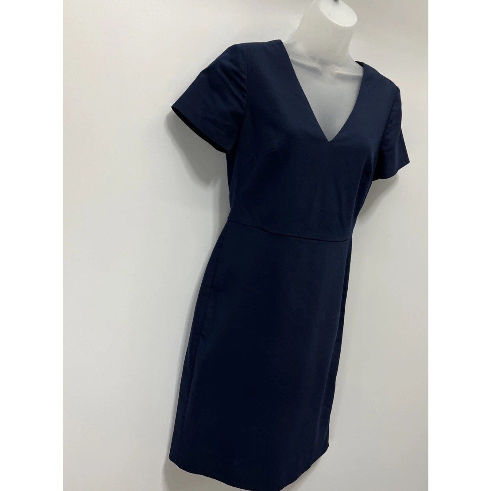 J. Crew Navy V Neck Cap Sleeve Dress Sheath Size 4