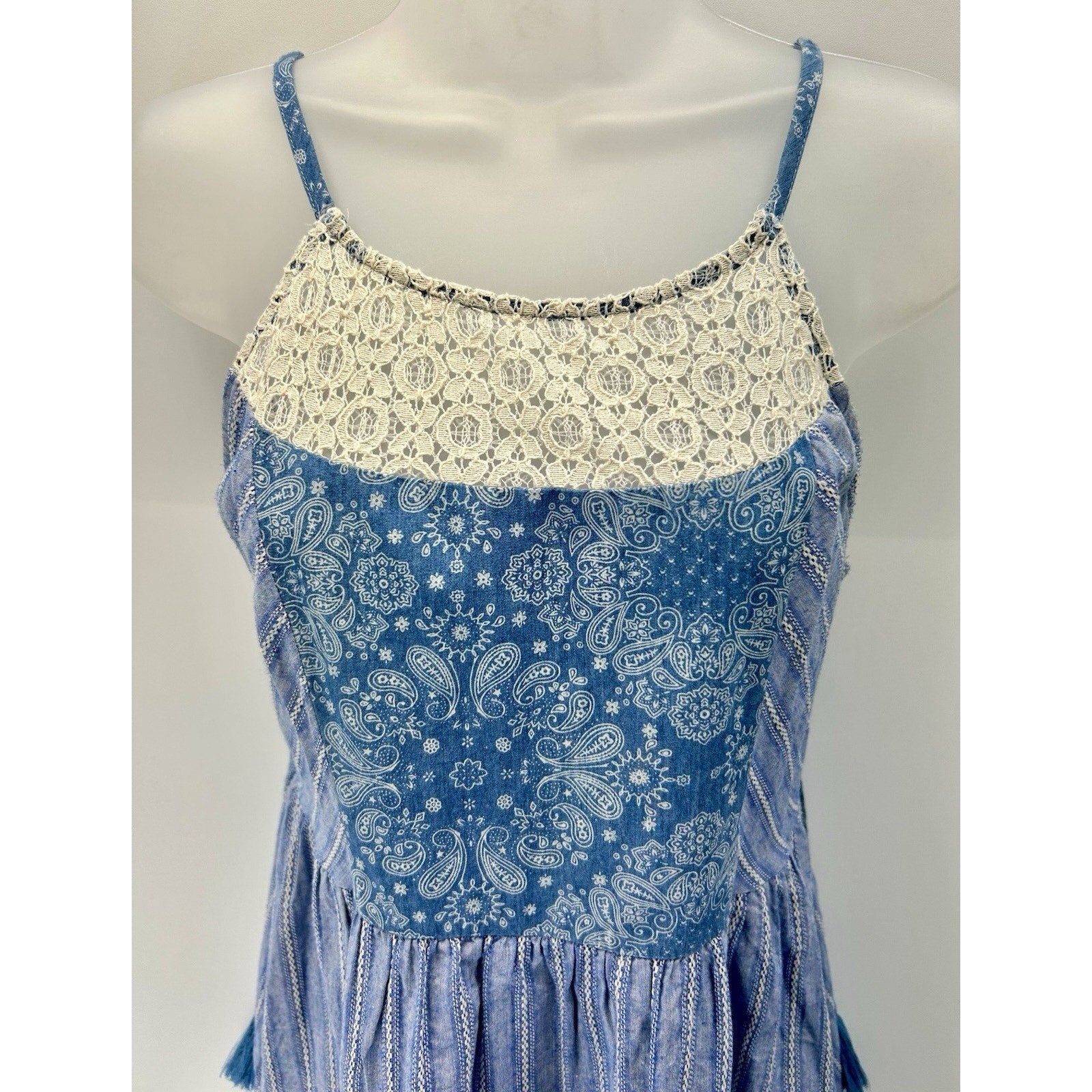 Flying TomatoLace Cami Formal Cocktail Spring Storm Blue Fit & Flare Dress Large