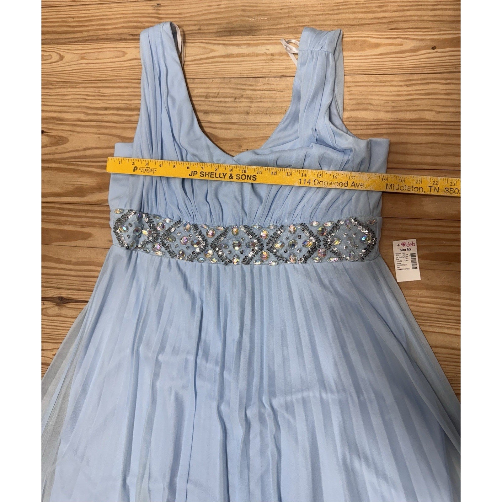 Deb Baby Blue Formal Dress Sheer Lined Sequins Dress Women’s Plus Size 18W NWT