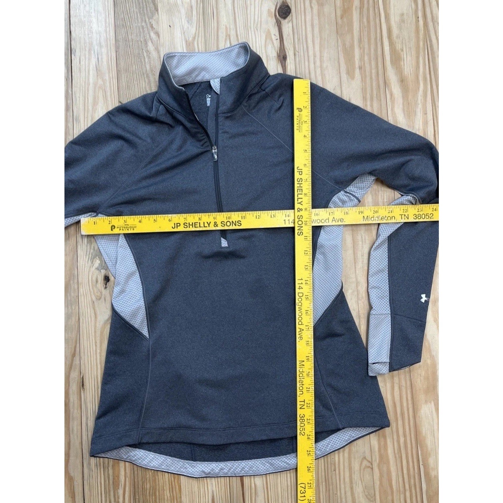 Under Armour ColdGear Womens L Gray 1/4 Zip Pullover Semi Fitted Running