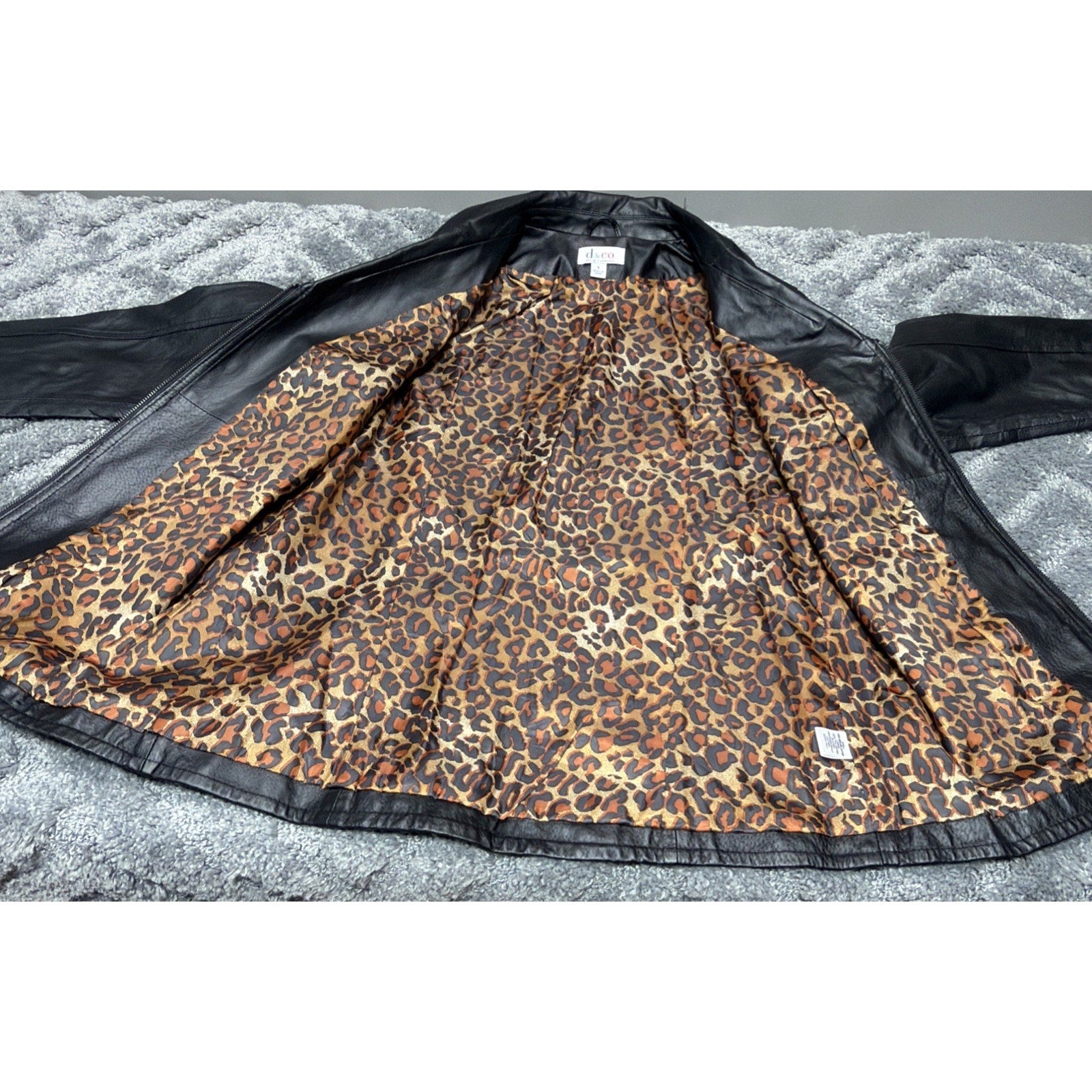 Women's DENIM & CO. Black 100% Genuine Leather Full Zip Jacket Size Small