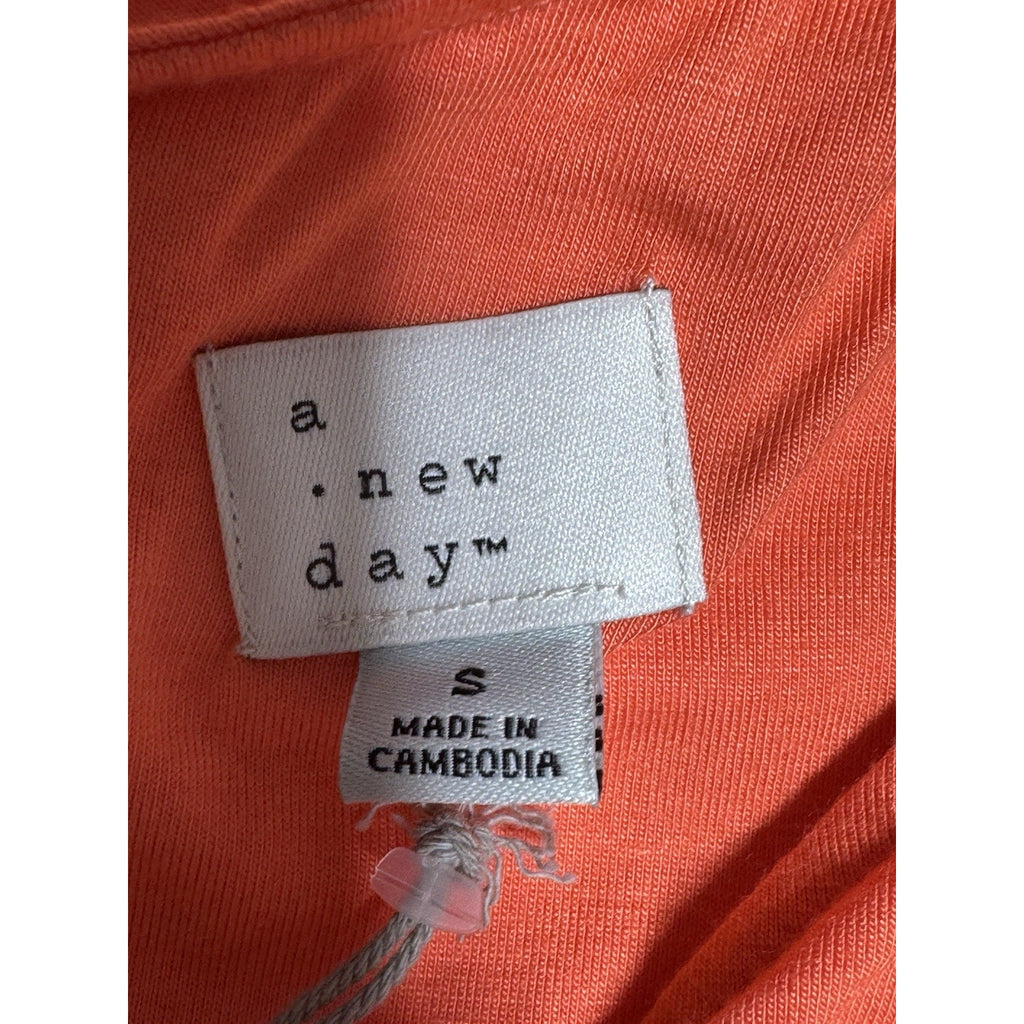 A New Day One Shoulder Ruched Bodycon Dress Orange Coral Size Small NWT