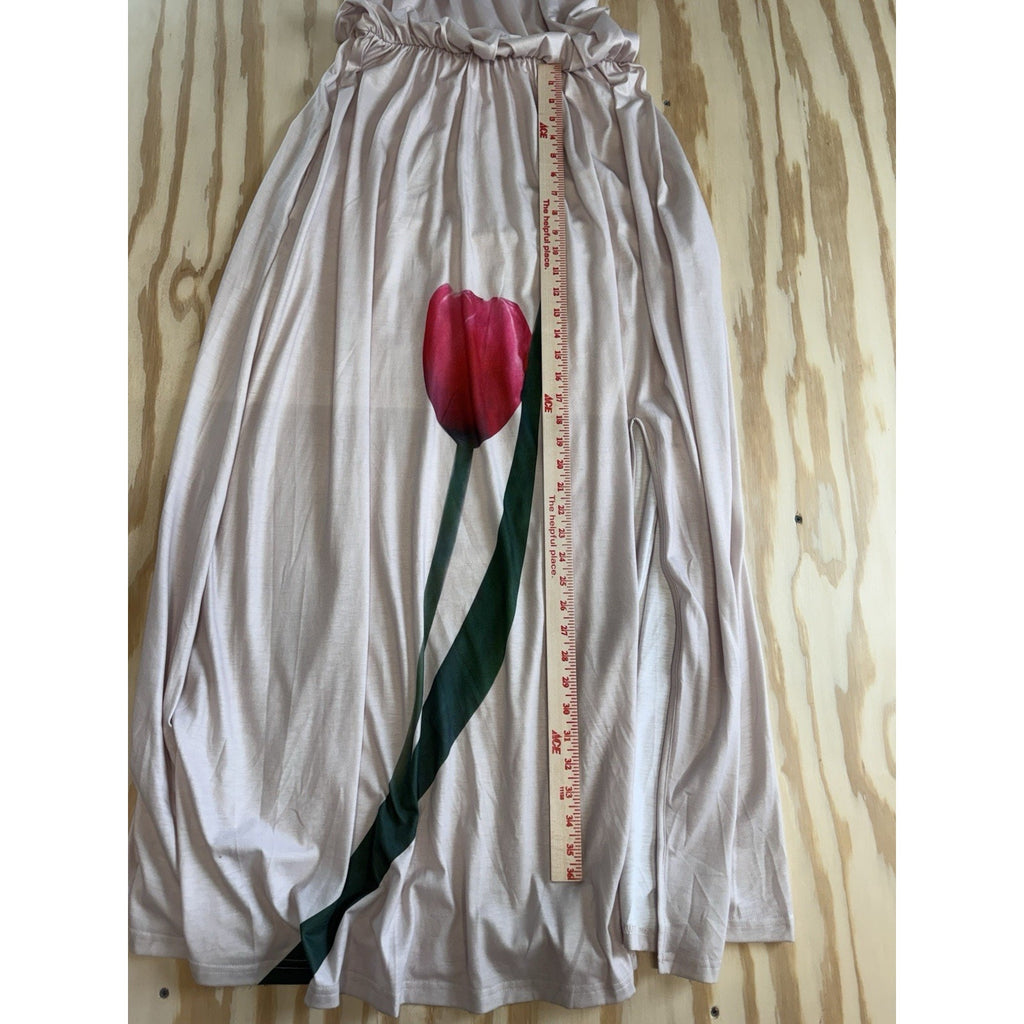 JustFashionNow Maxi Dress Womens Sleeveless Blush Pink Tulip Graphic Boho Casual