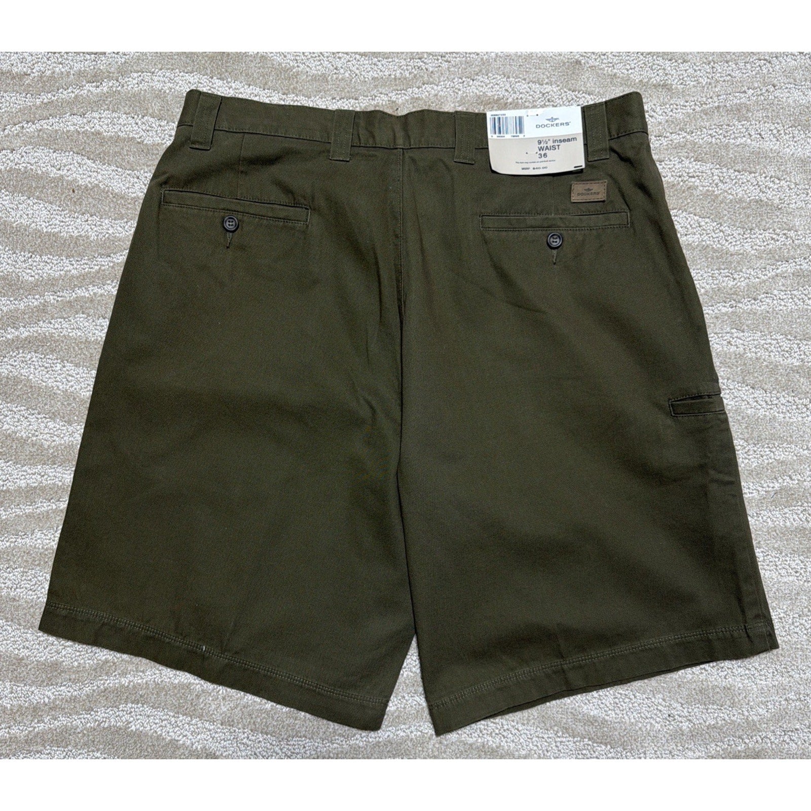 Dockers Men’s Shorts W36 Olive Green Relaxed Fit Flat Front 9.5” Inseam NWT