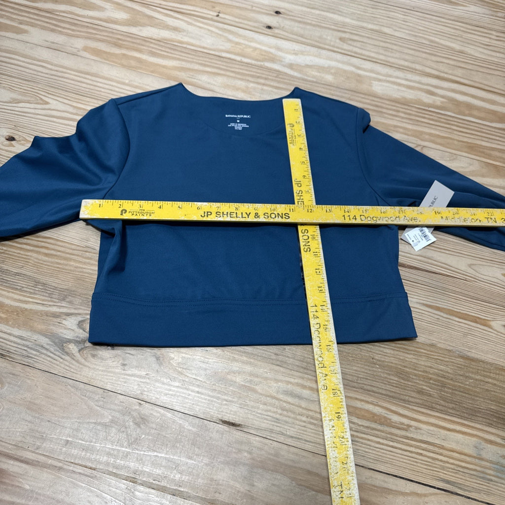 NWT Banana Republic Women's Teal Blue Cropped Long Sleeve Compression Top Size M
