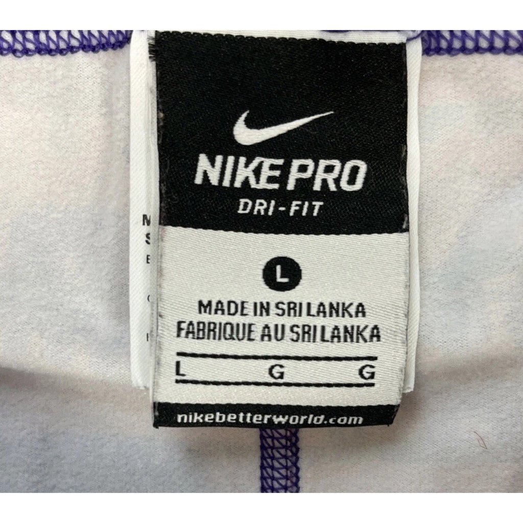 Nike Pro Dri-Fit Size Large Purple Red Geometric Gym Yoga Full Length Leggings