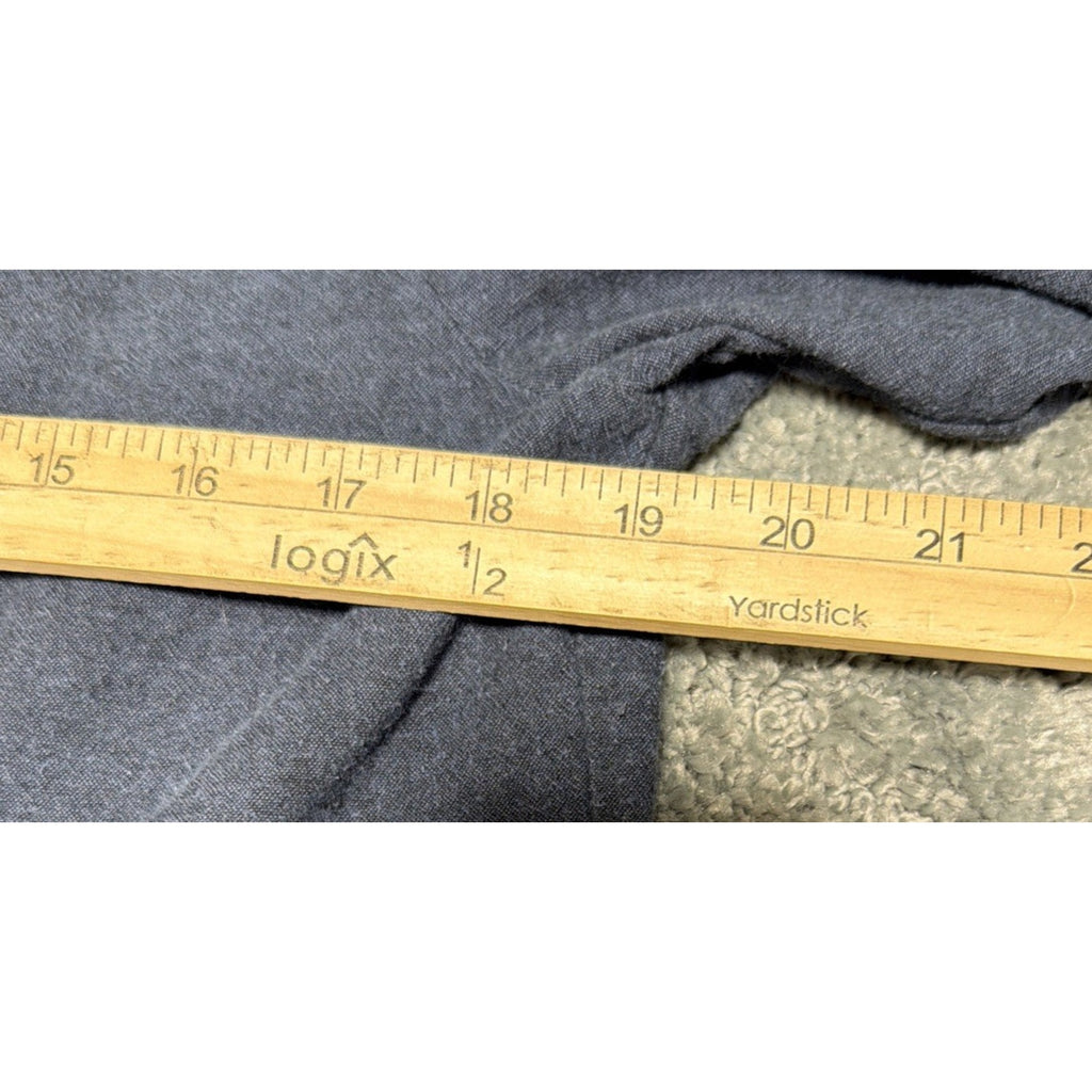 Simply Noelle Button Front 100% Cotton Blouse Tunic Women L/XL Roll Tab Blue