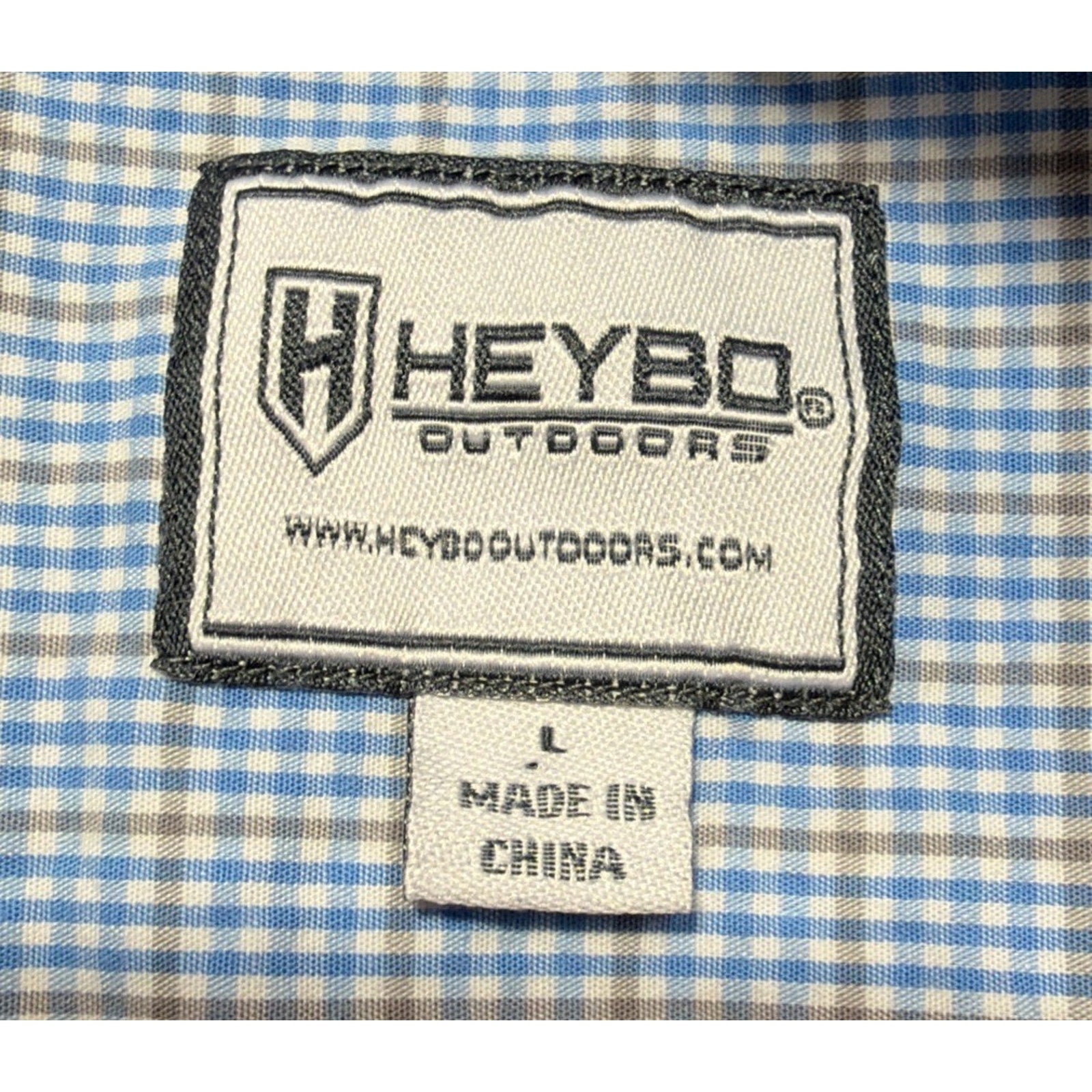 Heybo Outdoors Shirt Mens Embroidered Gingham Short Sleeve Button Up Size L
