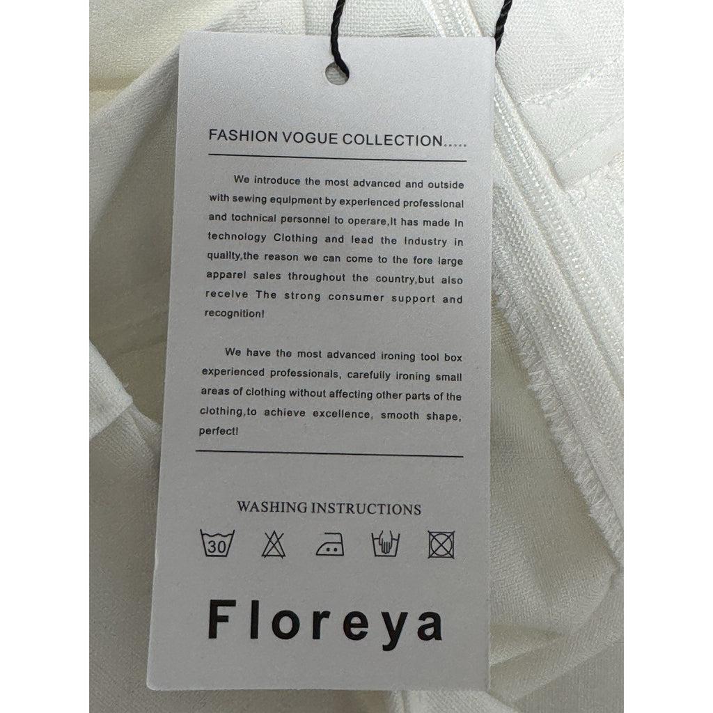 Floreya Women’s White Square Neck Sleeveless Back Zip Front Button Jumpsuit XL