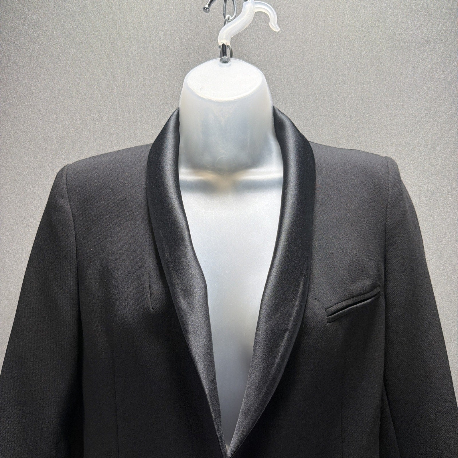 ZARA WOMENS S NEW DINNER JACKET BLAZER SATIN EFFECT TUXEDO COLLAR 8411/791 BLACK