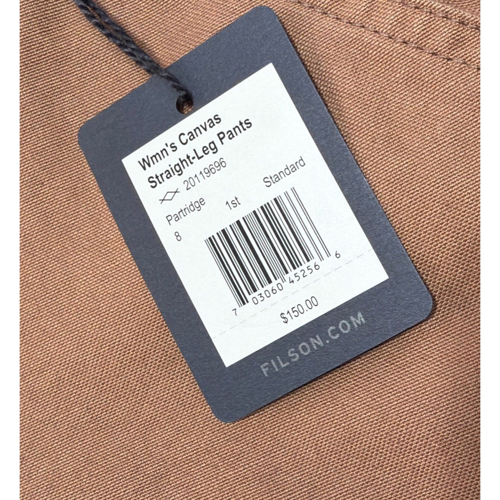 Filson Canvas Slim Leg Pants Partridge Size 8 Cotton Double Knee MSRP $150