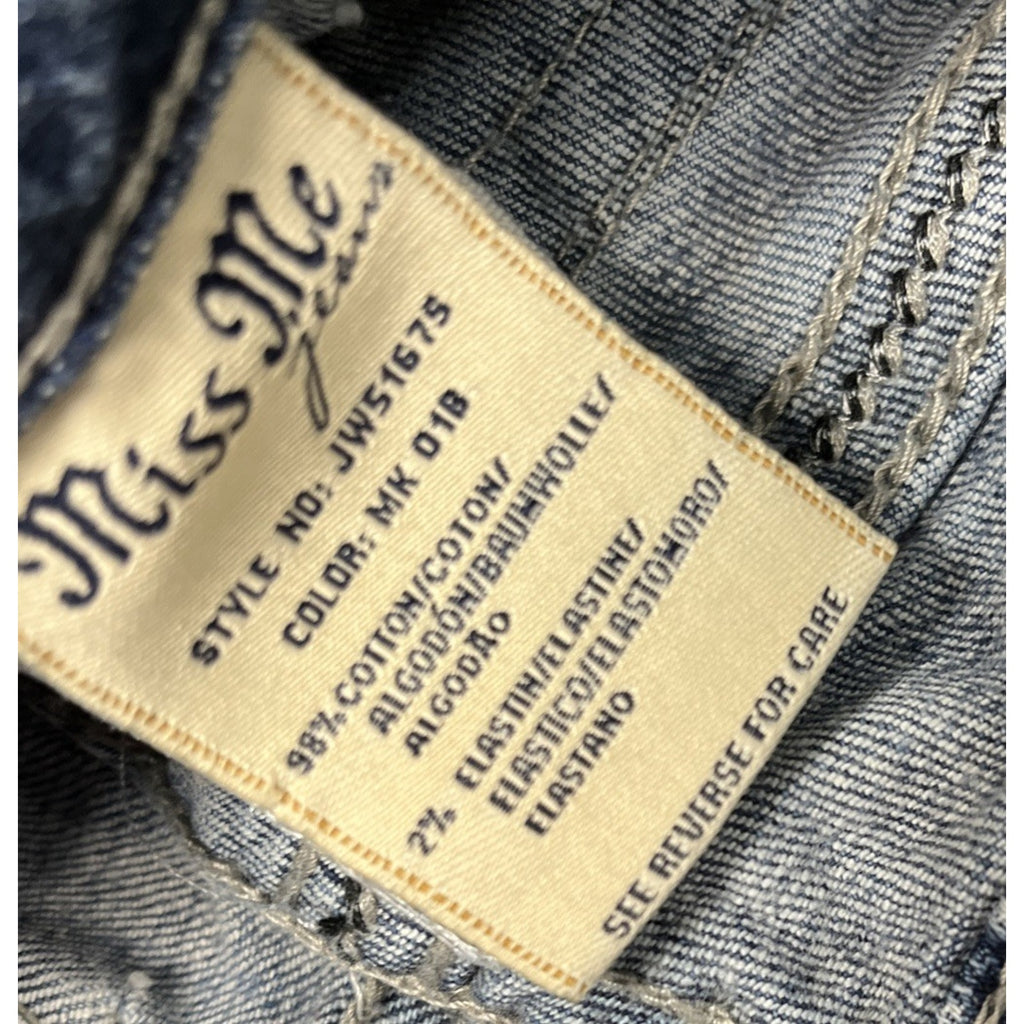 Miss Me Womens Skinny Jeans Size 28 Embellished Flap Pockets Distressed Denim