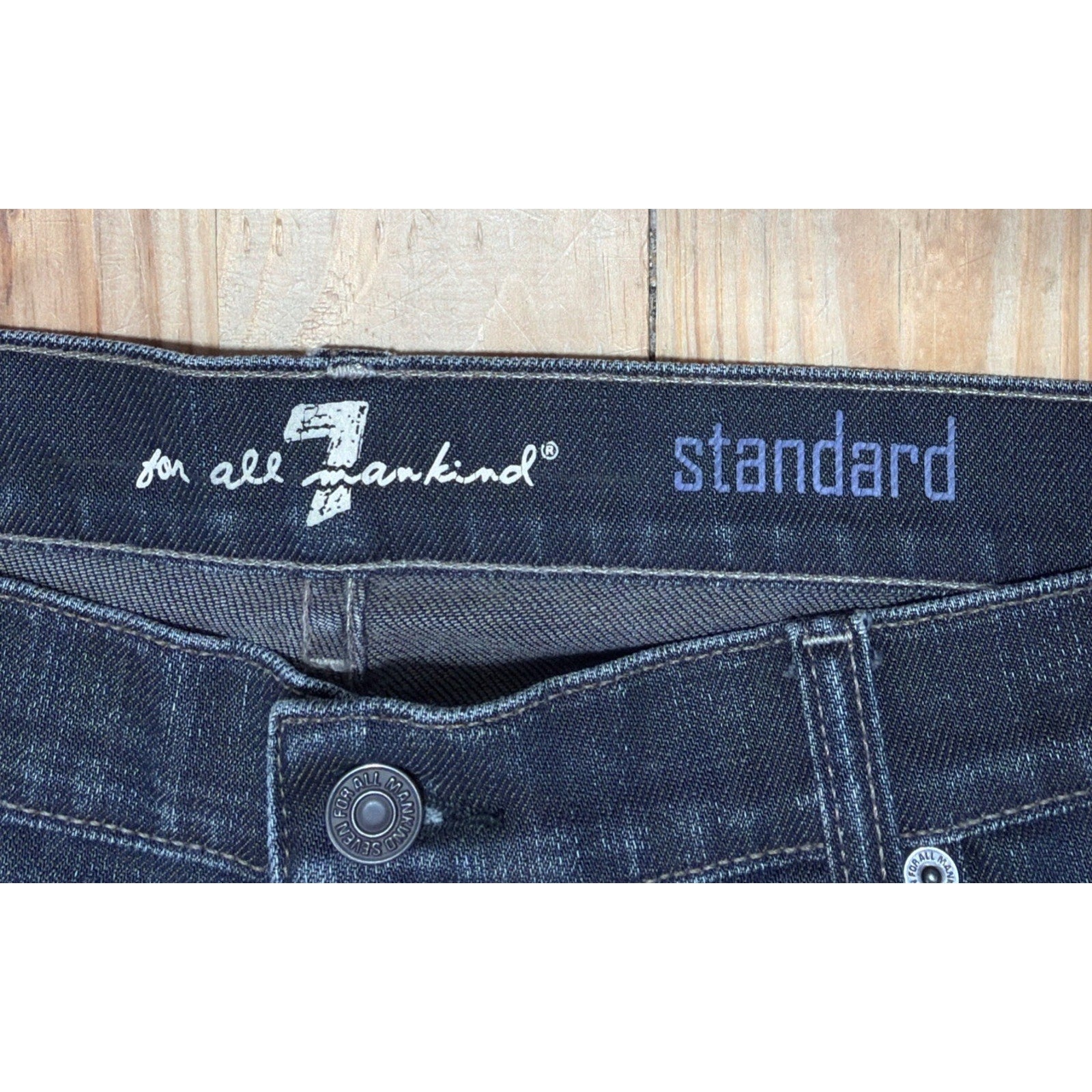 7 for All Mankind Standard Button Fly Jeans Size 38x34 Blue Denim Made USA