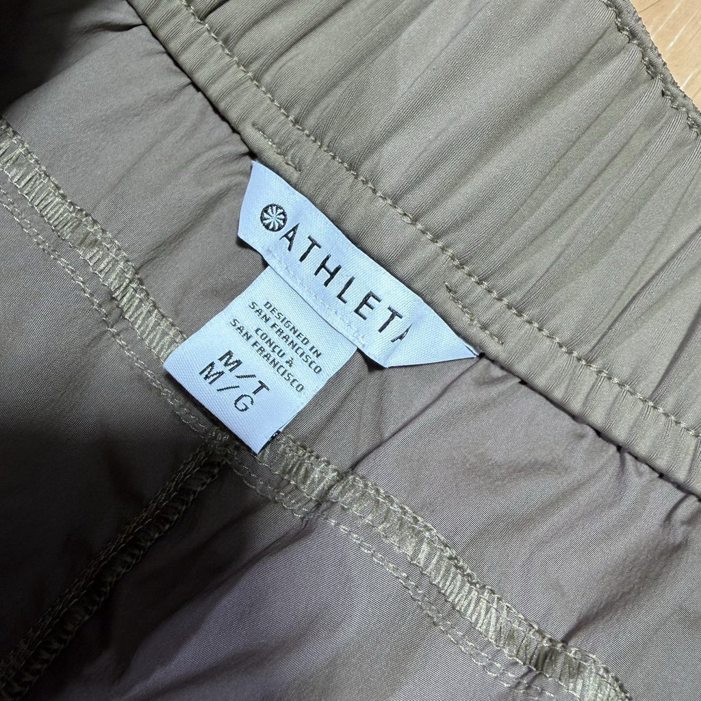 Athleta Women’s M Taupe Parachute Pants Wide Leg Drawstring Hem Zip Pockets