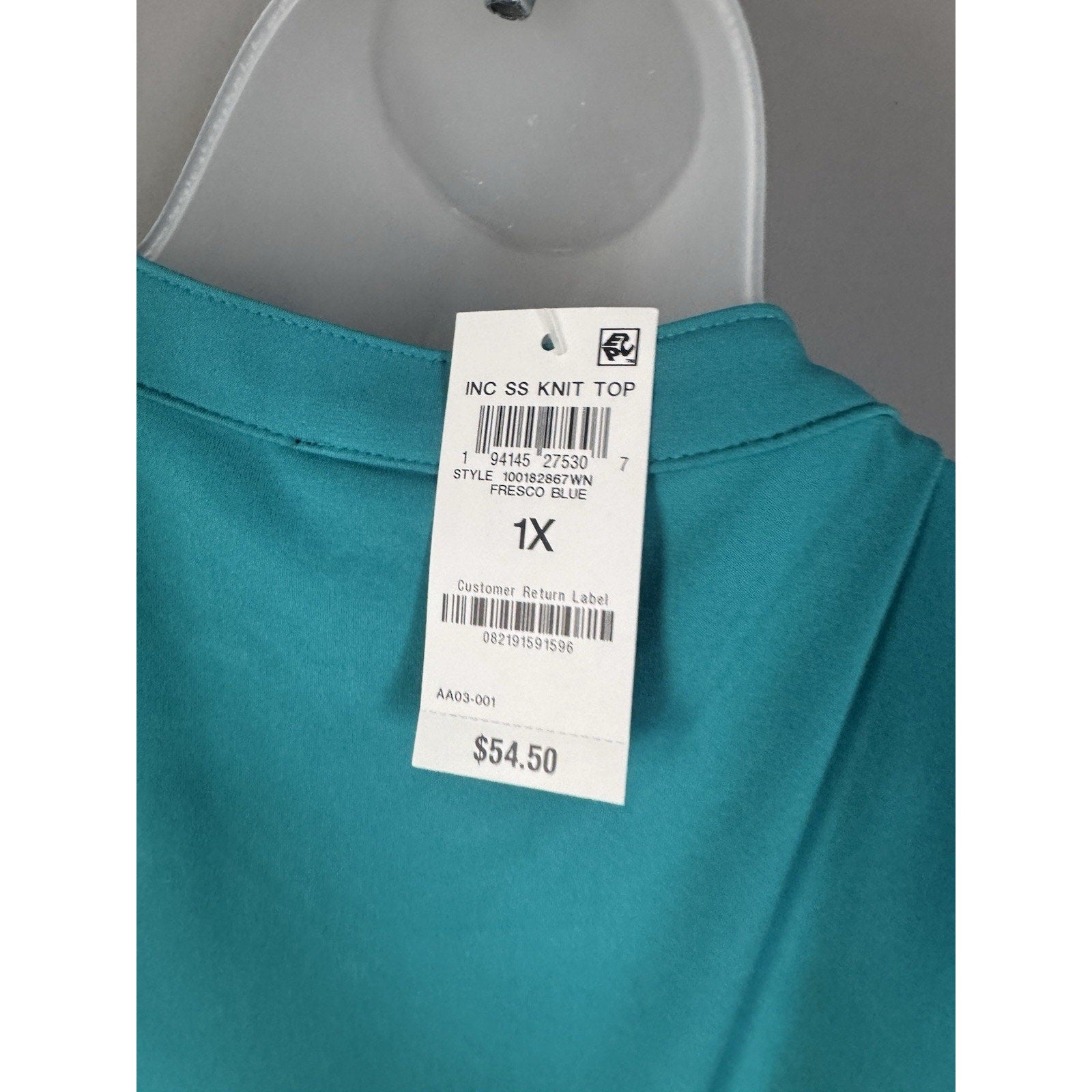 INC International Concepts 1X Plus Teal Lace Up V Neck Knit Top NWT $54.50