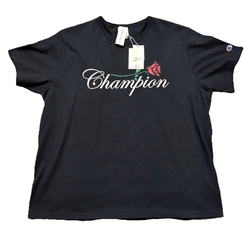 Champion Pacsun Rose Heritage Heavyweight Embroidered T-Shirt Men's XL Black NWT
