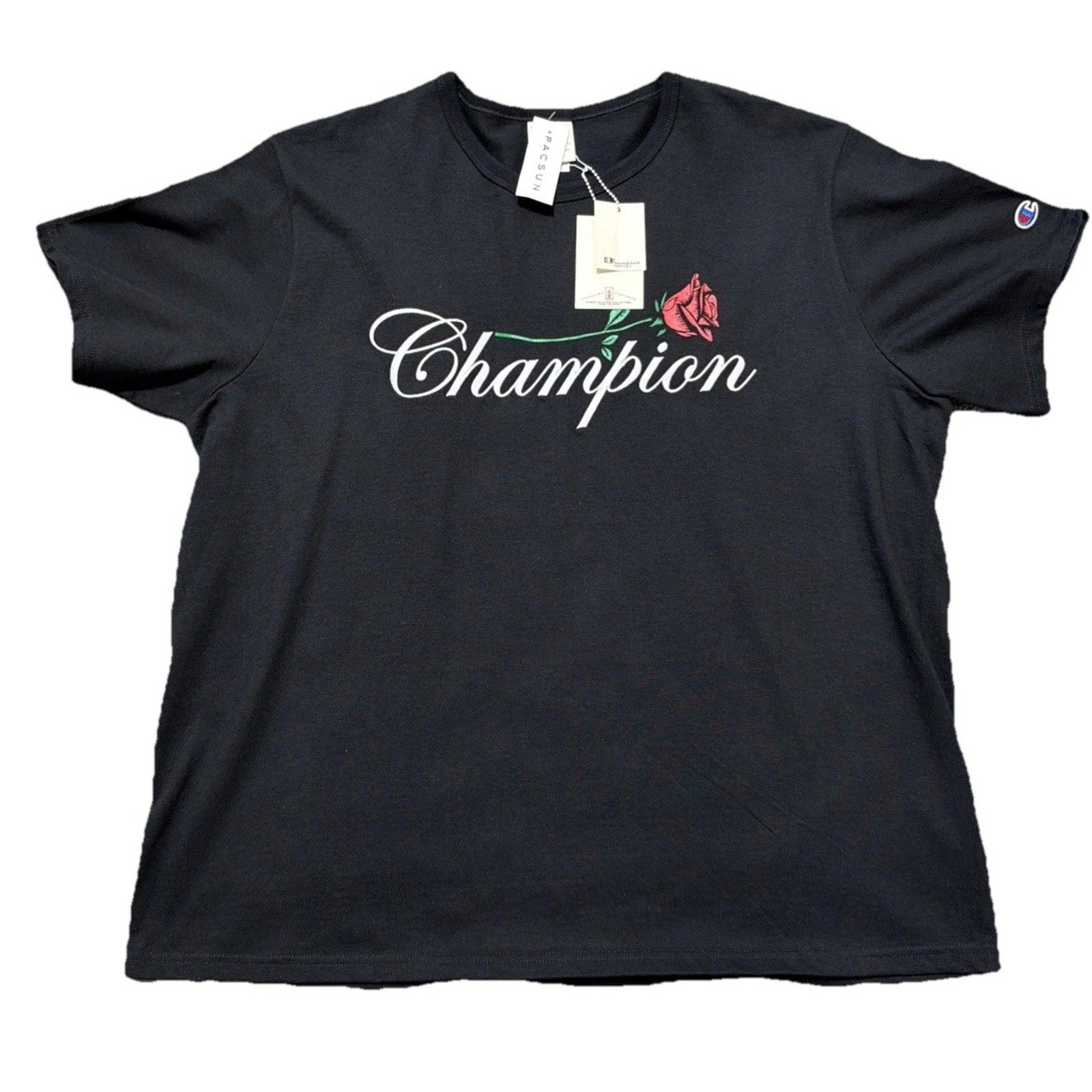 Champion Pacsun Rose Heritage Heavyweight Embroidered T-Shirt Men's XL Black NWT
