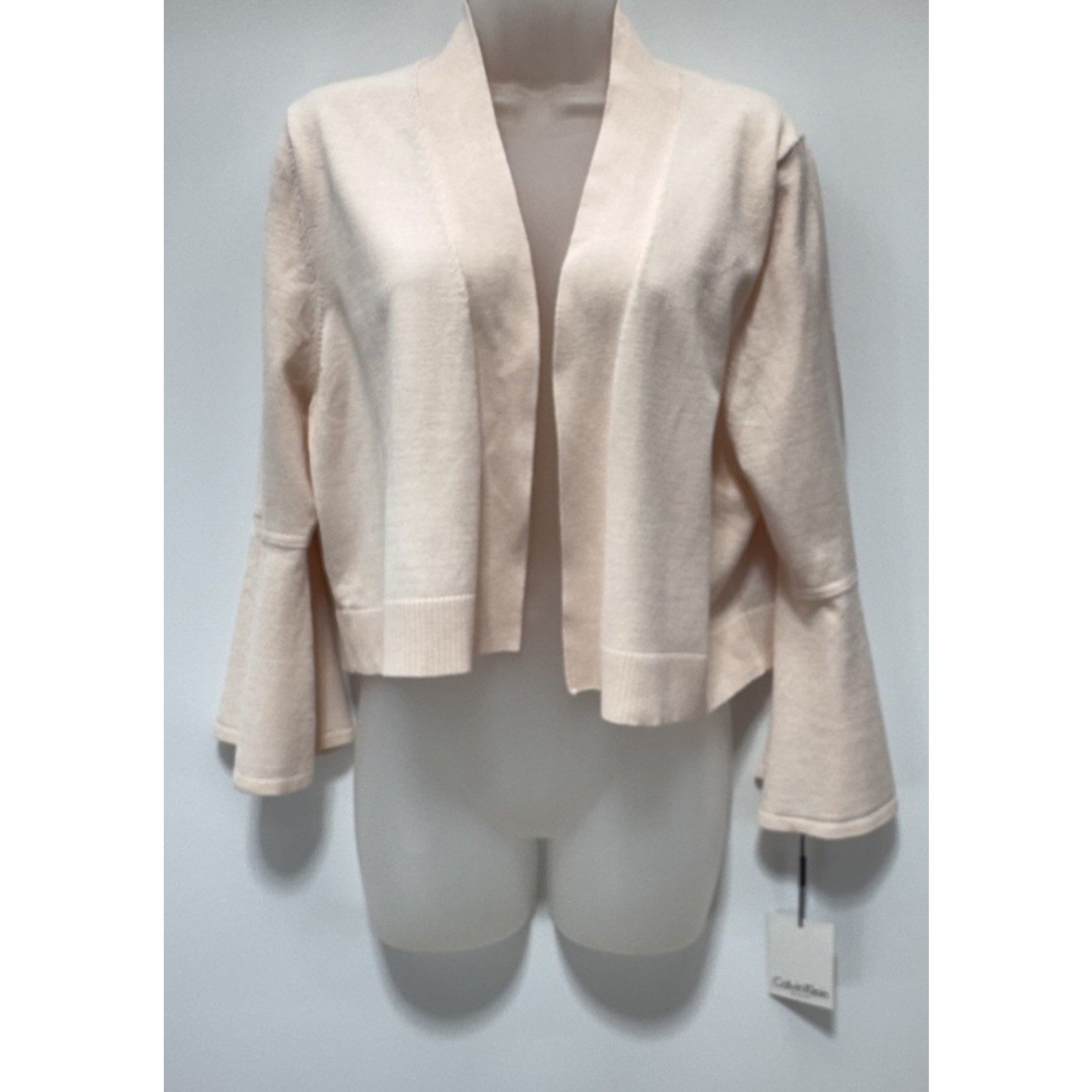 Calvin Klein Cropped Open Front Blush Punk Cardigan Flutter Women’s Size Large