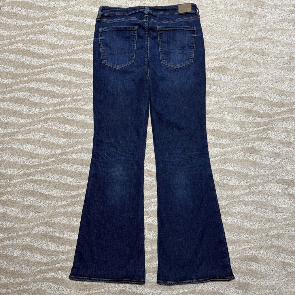 American Eagle Super Stretch Super High Rise Flare Denim Jeans Women Sz 12 31x31
