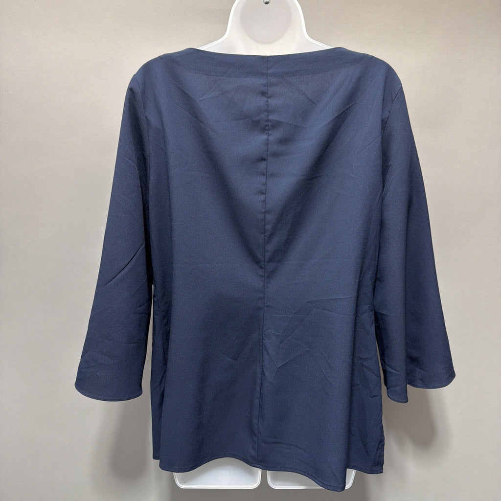 Banana Republic Navy Tulip Sleeve Blouse Size M Top Career Minimalist