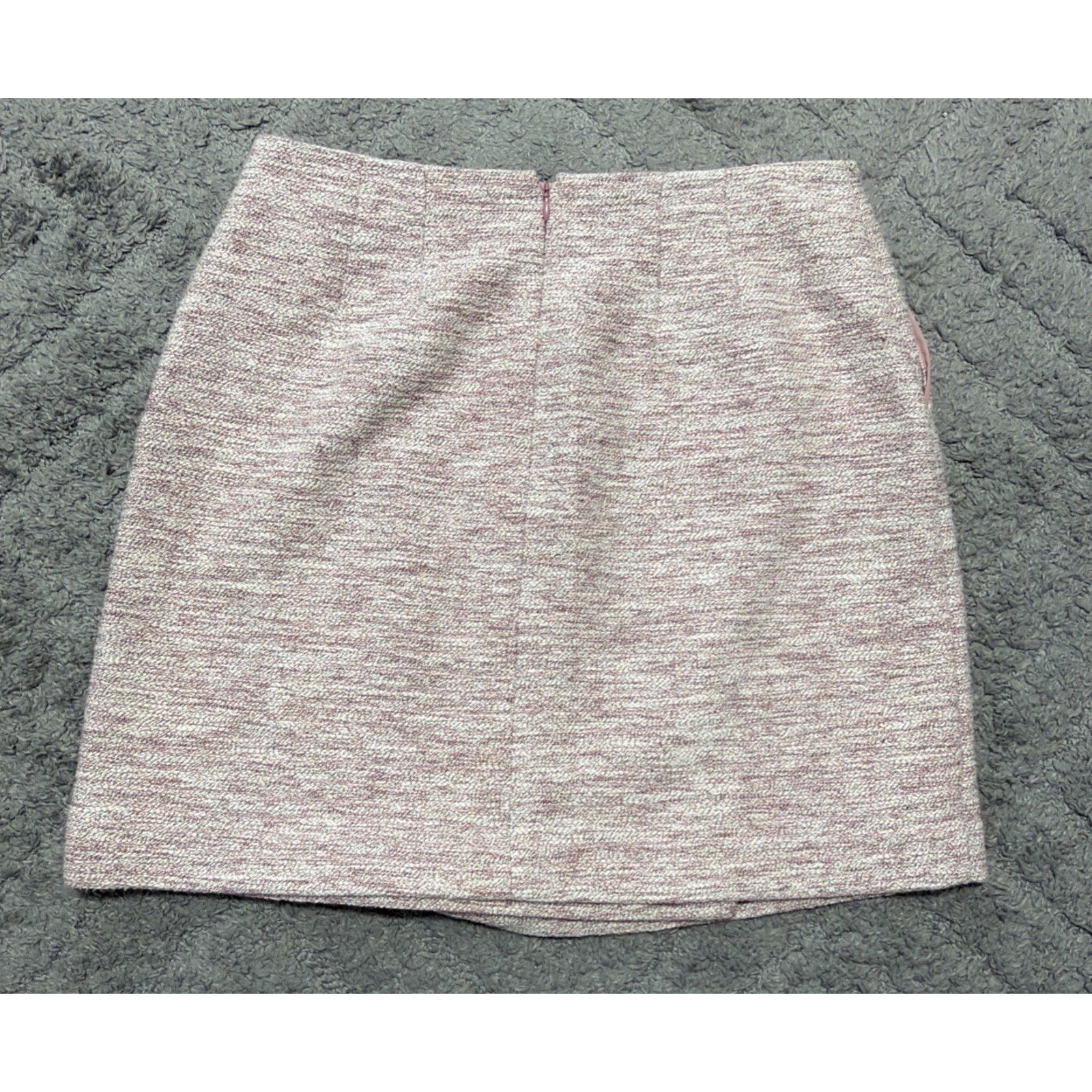 LOFT Tweed Mini Skirt Women’s 8 Pink Marled Boucle Side Zip Pocket Career Preppy