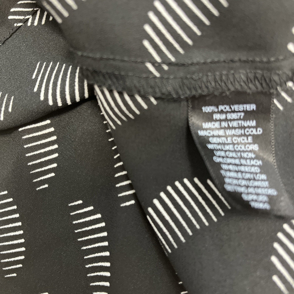 Worthington Pleated Boat Neck Tank Size L Black White Geo