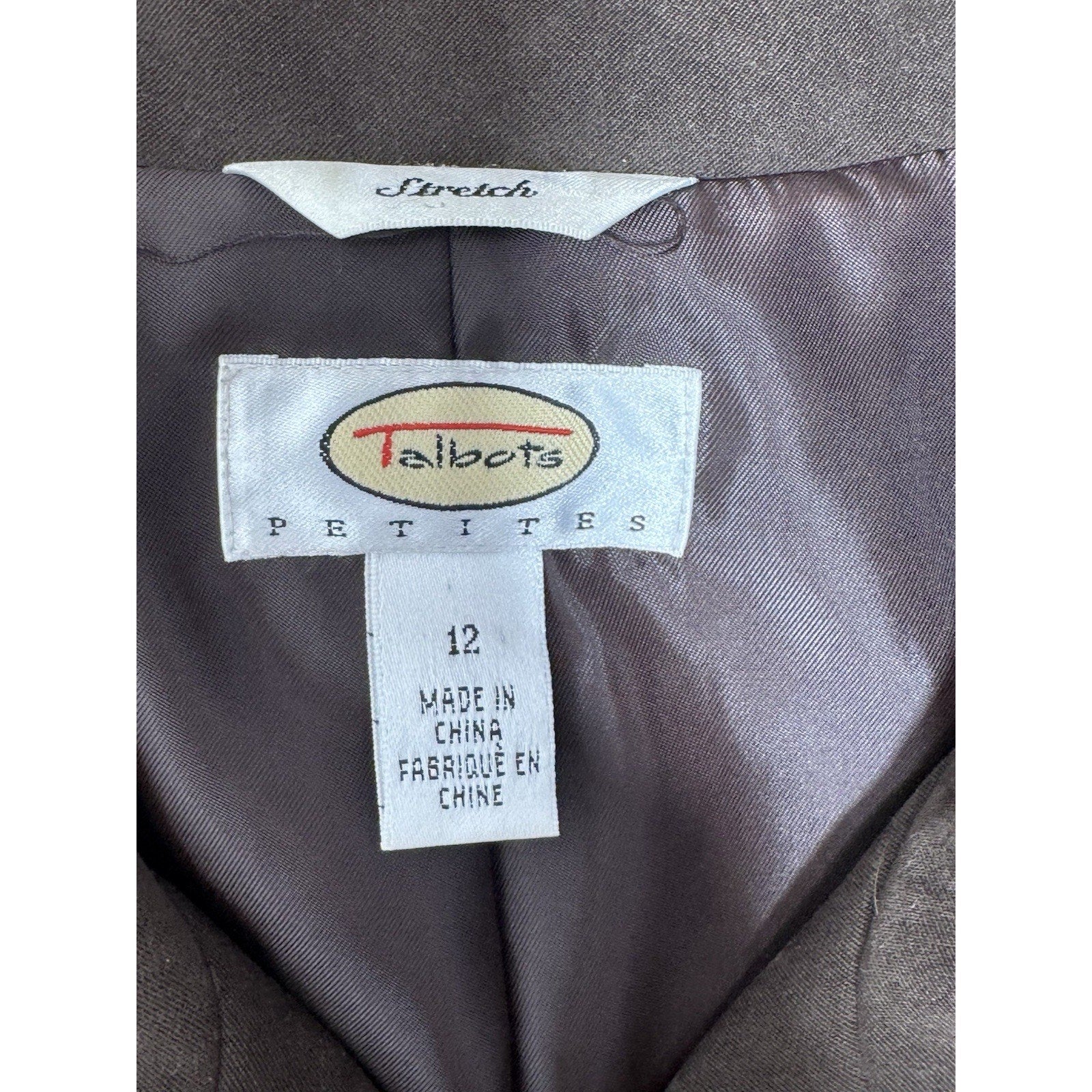 TALBOTS Brown Faux Suede Jacket Long Sleeve Stretch Blazer Women’s Size 12