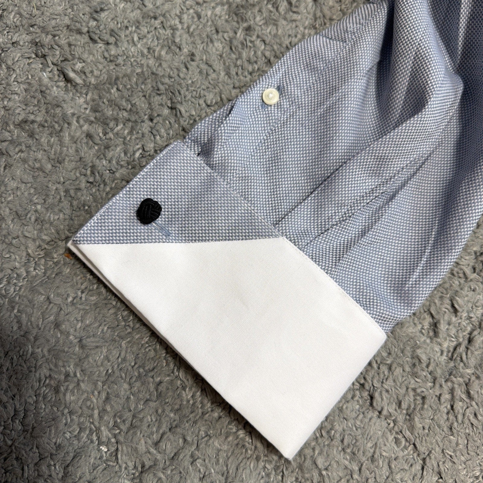 Steven Land Men’s 18.5 34/35 French Cuff Dress Shirt Blue White Contrast NWT
