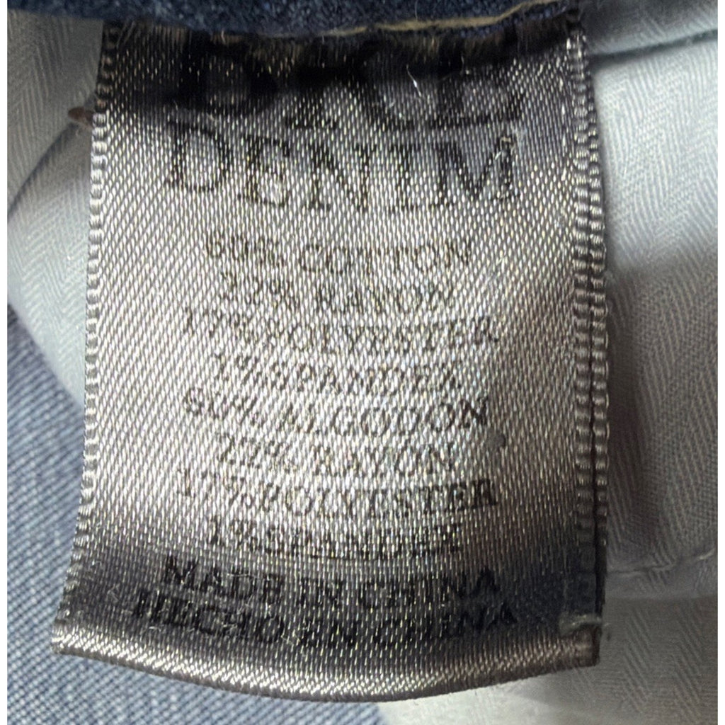 BKE Derek 33R Bootleg Denim Jeans Med Wash Thick Stitch Workwear Stained 33x31