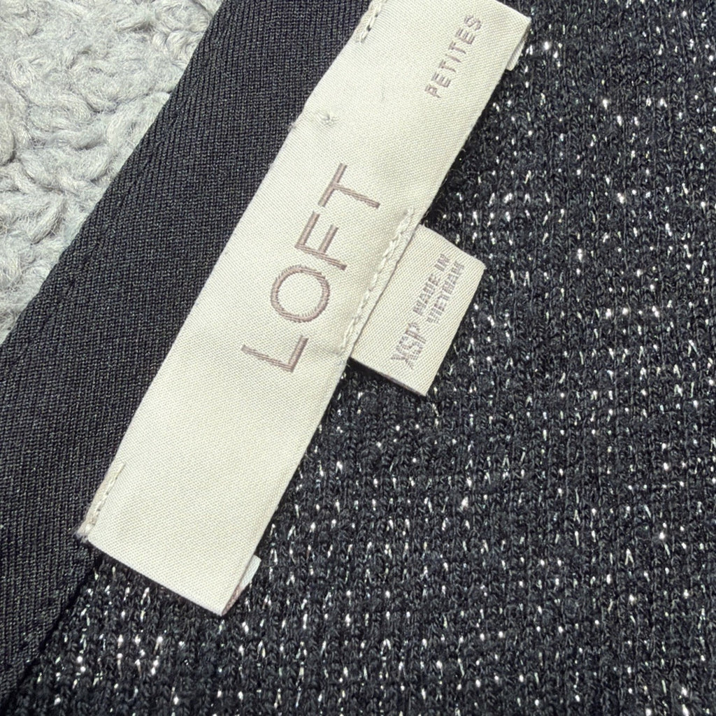 Ann Taylor LOFT XSP Women Knit Mini Dress Black Silver Metallic