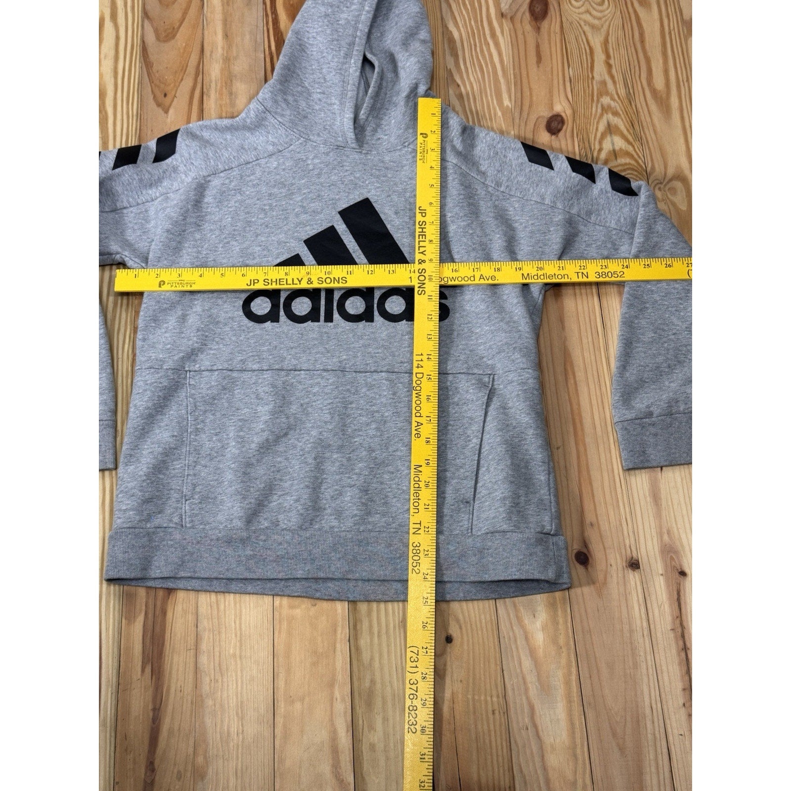 Adidas’s Youth Tech Fleece Grey Black Logo Hoodie Size X-Large 18/20 Pullover