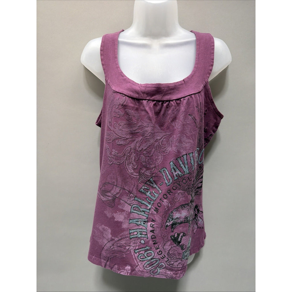 Harley-Davidson Graphics Embellished Purple Tank Top L Made In USA 2014